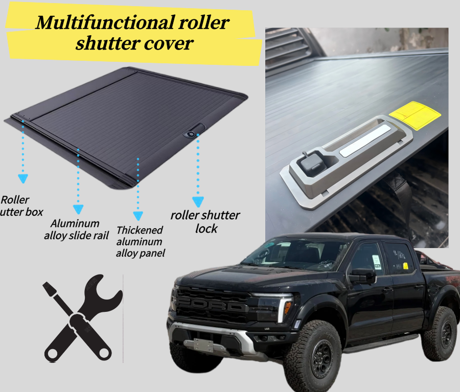 Aluminum Alloy Truck Bed Roll-Up Cover for Ford F-150 Retractable Cover Locking Waterproof