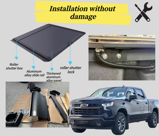Ladeflächenabdeckung für Pickup-Trucks, Silverado, einziehbarer Rolldeckel aus Aluminium, F150, Ladeflächenabdeckung für Chevrolet Silverado.