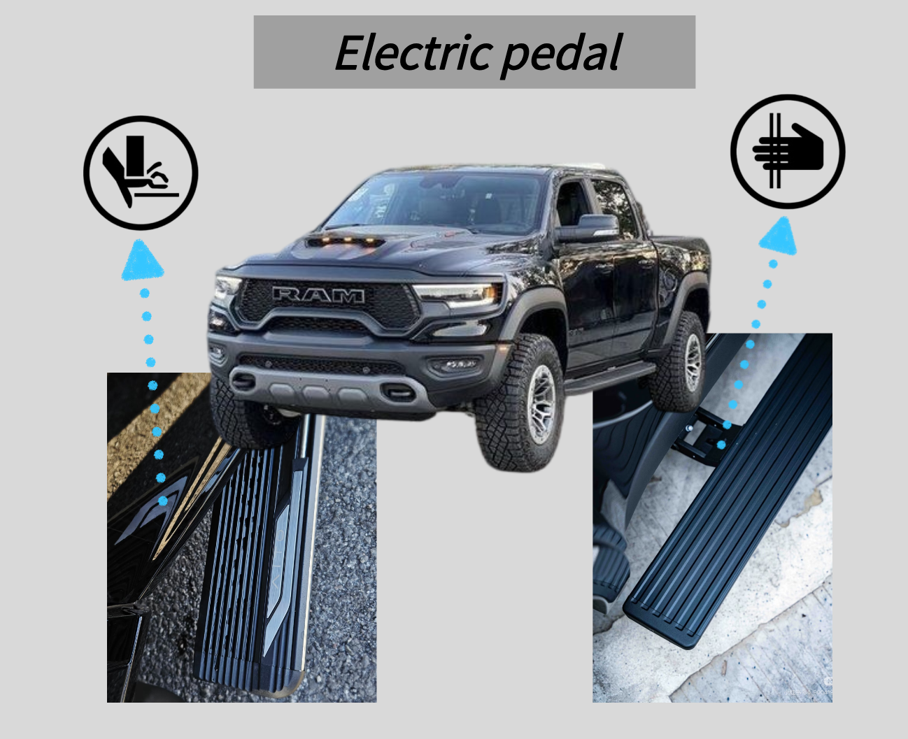 Car Step Rails for 19 - 23 Dodge Ram 1500