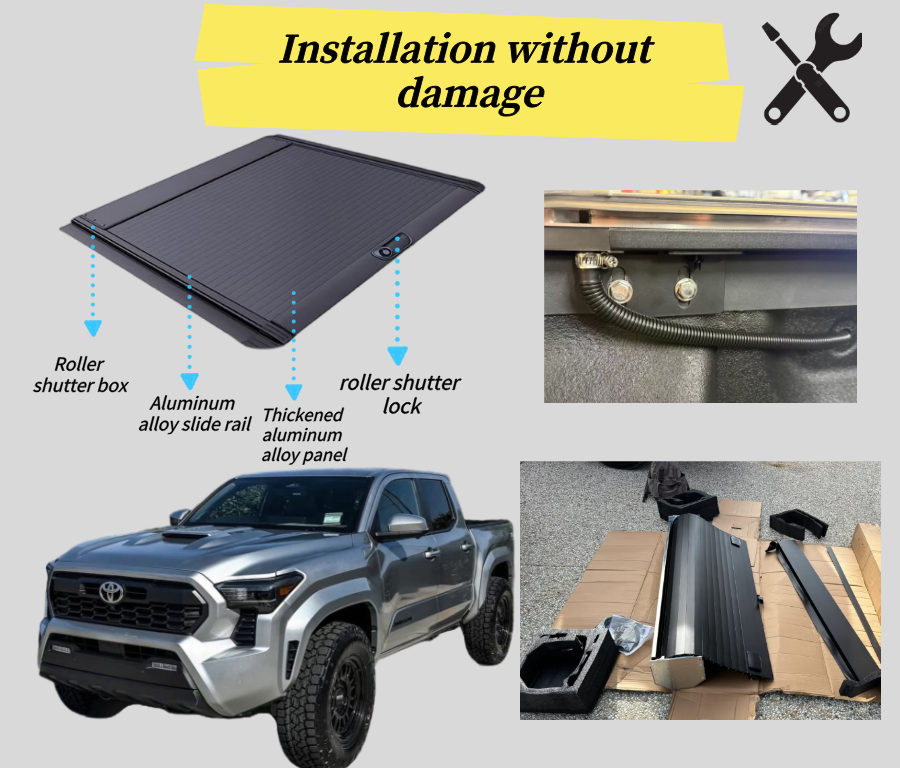 appearance with a durable, stylish design. Self-Locking Hard Roll up Pickup Truck Bed Tonneau Cover for Toyota Tacoma