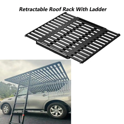 Aluminum Car Roof Rack Car Carrier Roof Platform Roof Basket with Side Ladder for and Handrails Jeep Wrangler JK JL Gladiator