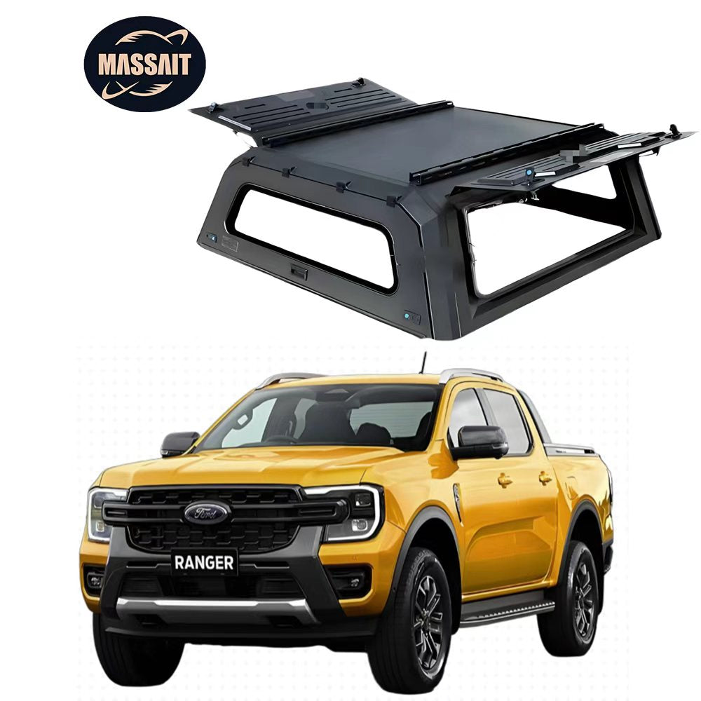 Custom Aluminum Alloy Waterproof Pickup Tonneau Cover Canopy For Ford Ranger Truck Bed with Locking Function Retractable Tailbox