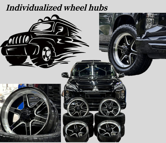 High Performance Forged Alloy Wheels Brushed Black Multi - Spoke Design for Mitsubishi Triton. New Condition Passenger Car Wheels. Car Parts