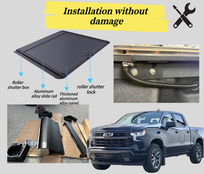 Ladeflächenabdeckung für Pickup-Trucks, Silverado, einziehbarer Rolldeckel aus Aluminium, F150, Ladeflächenabdeckung für Chevrolet Silverado.